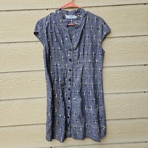 Passion Lilie blue button front cotton dress with pockets XL